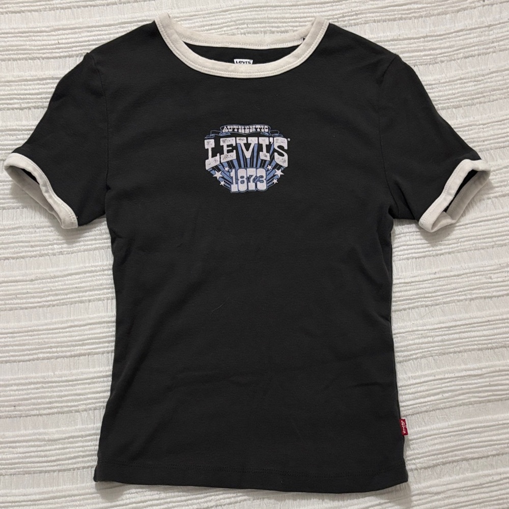 Levi's Women’s Black Ringer Tee with White Trim